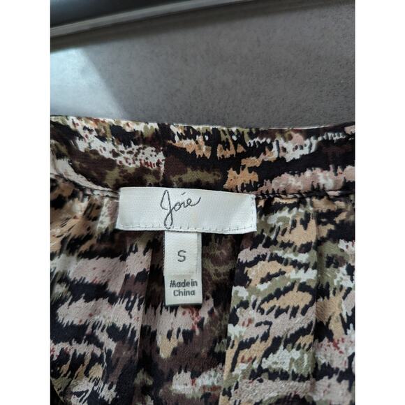 Joie Size S Casual Long Sleeve Faux Wrap V-Neck Brown Black Silk? Dress Small - Picture 3 of 4